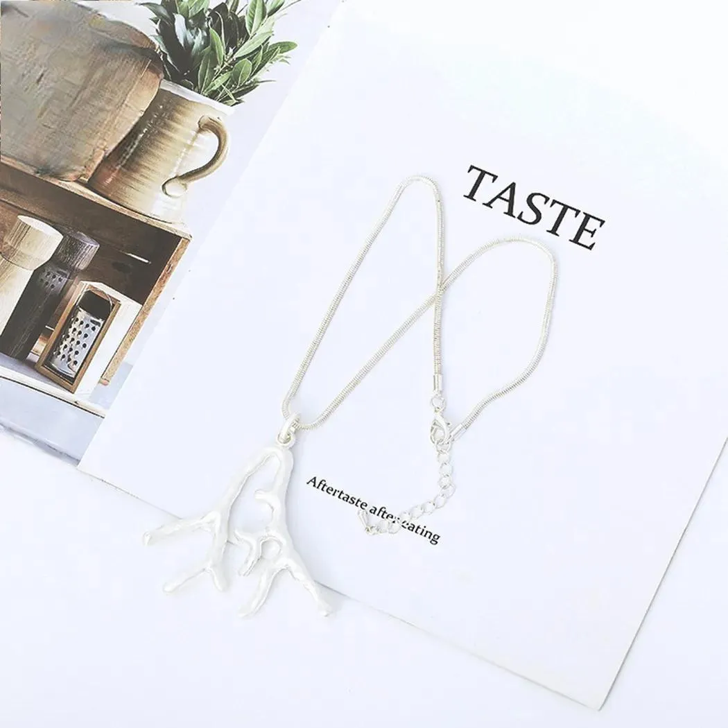 Silver Color Branch Long Chains New in Necklace for Women