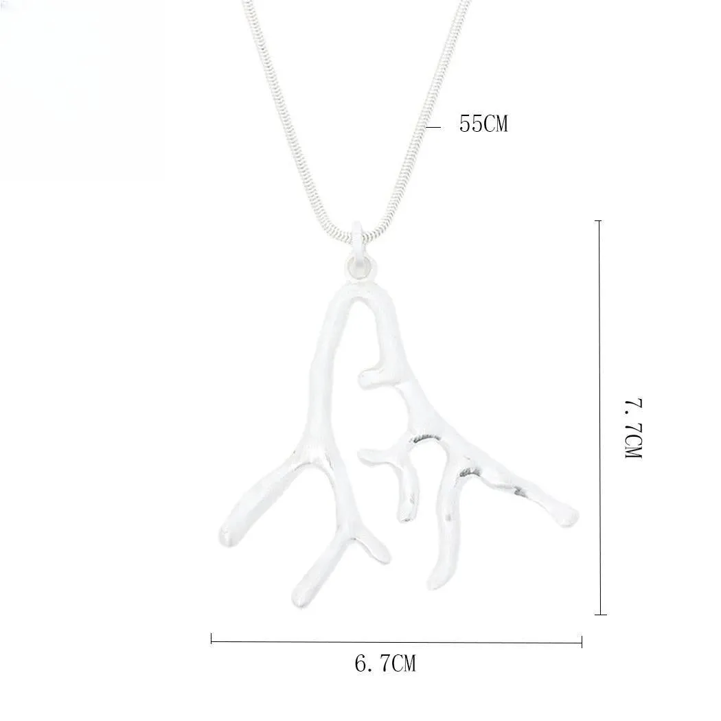 Silver Color Branch Long Chains New in Necklace for Women