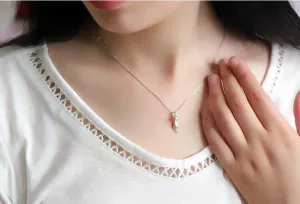 Silver Colored Hanging Cat Necklace
