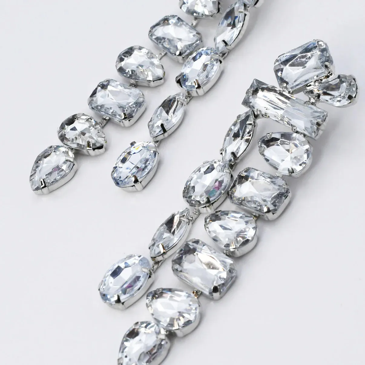 Silver Gemstone Rain Drop Earrings