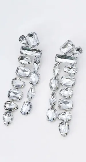 Silver Gemstone Rain Drop Earrings