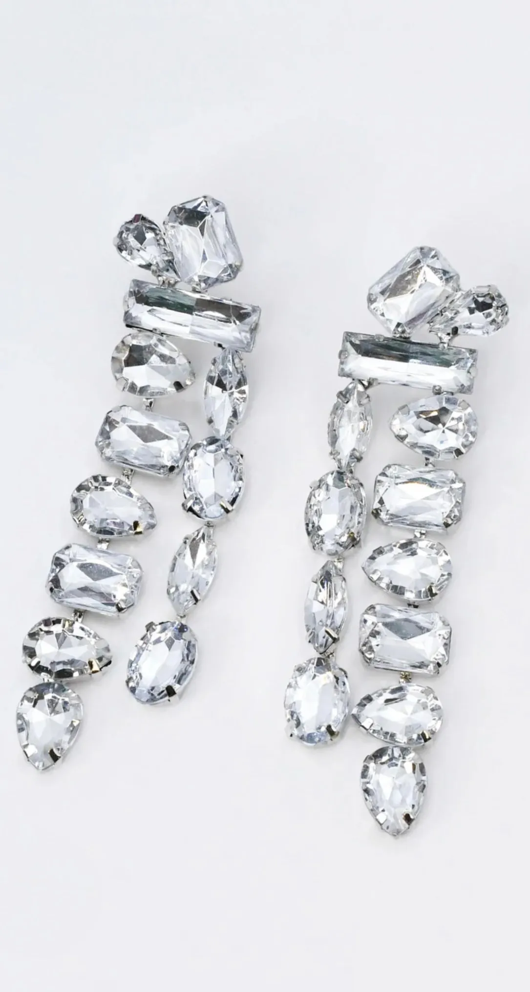 Silver Gemstone Rain Drop Earrings