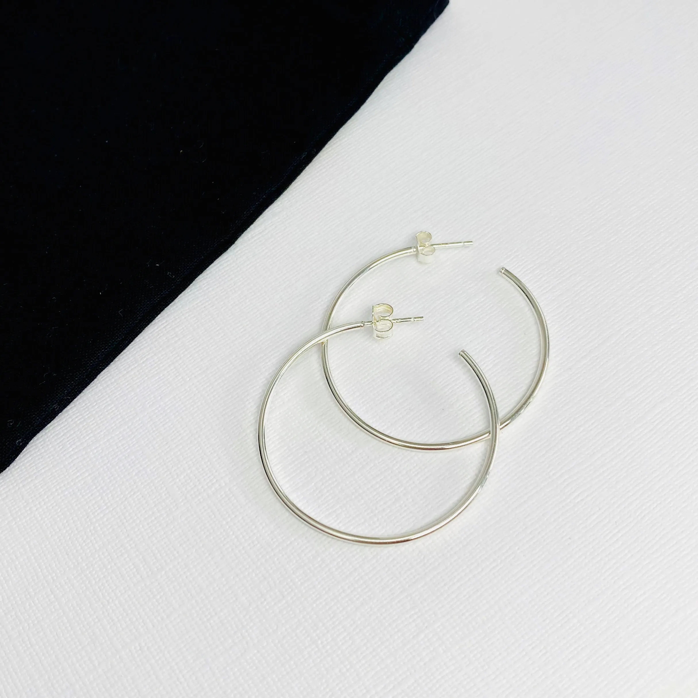 Silver Open Hoop Earrings