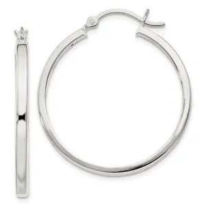 Silver Polished Hollow Hoop Hinged Back Earring