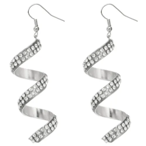 Silver Spiral Twist Gemstone Earrings