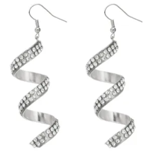 Silver Spiral Twist Gemstone Earrings