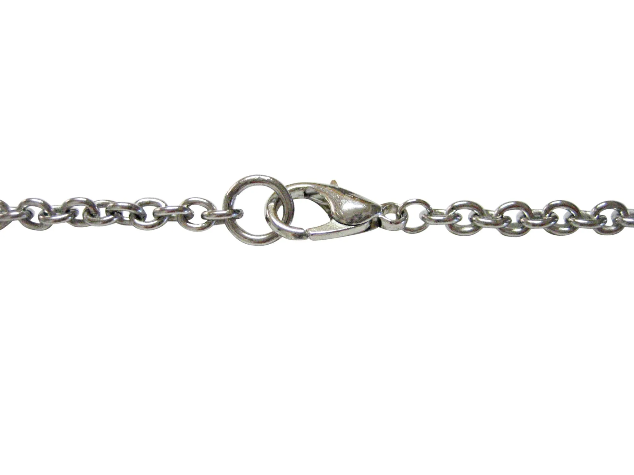 Silver Toned Etched Oval Mustache Pendant Necklace