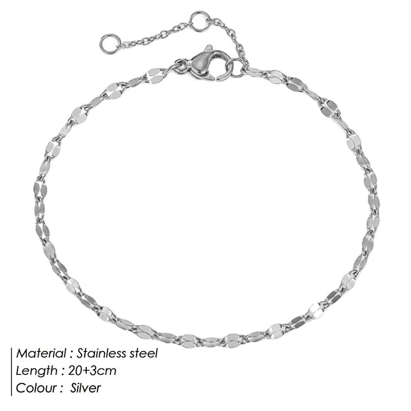 Simple Gold Plated Stainless Steel Anklets Lip Chain Anklet