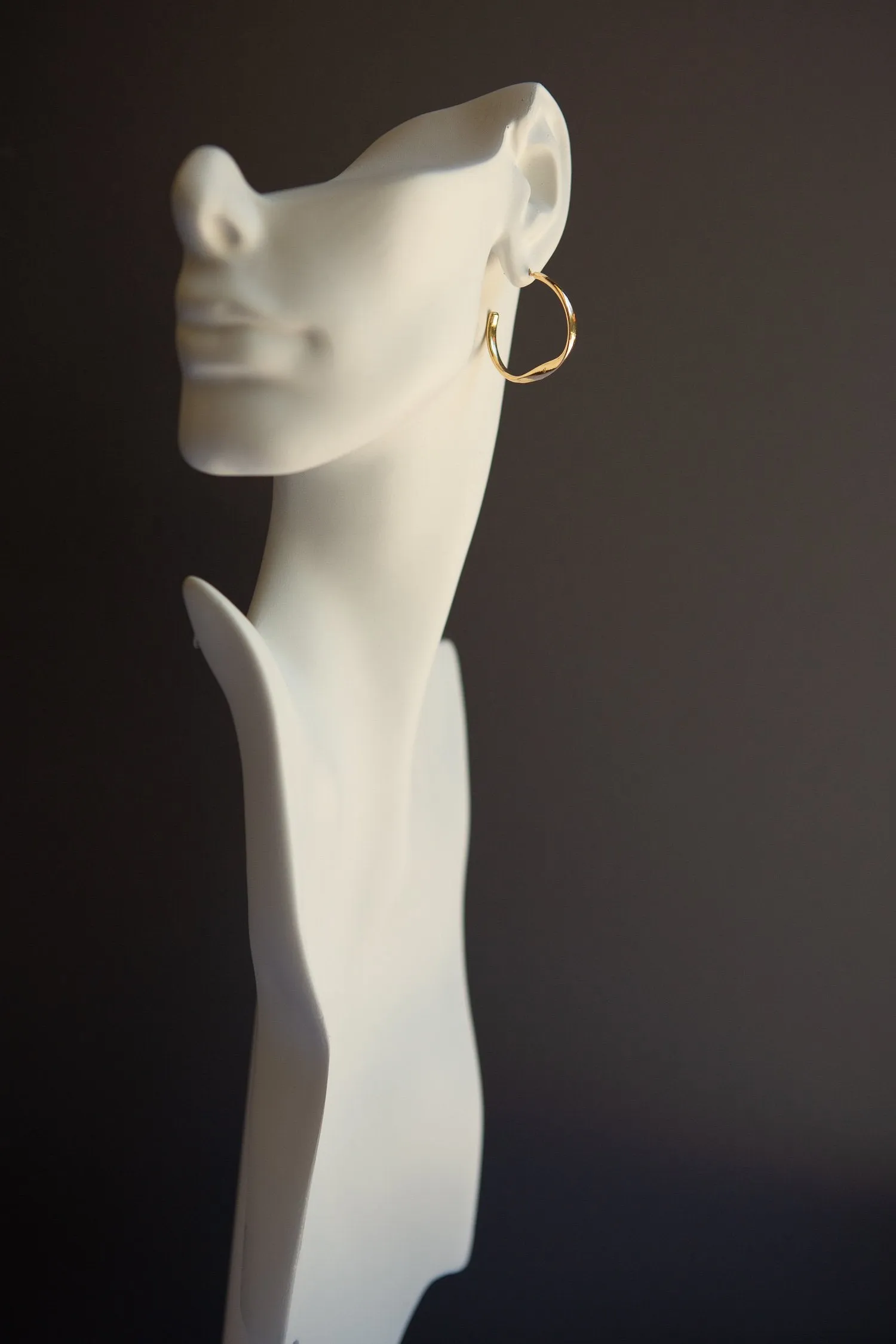 Simple Single Flat Twist Hoop Earrings