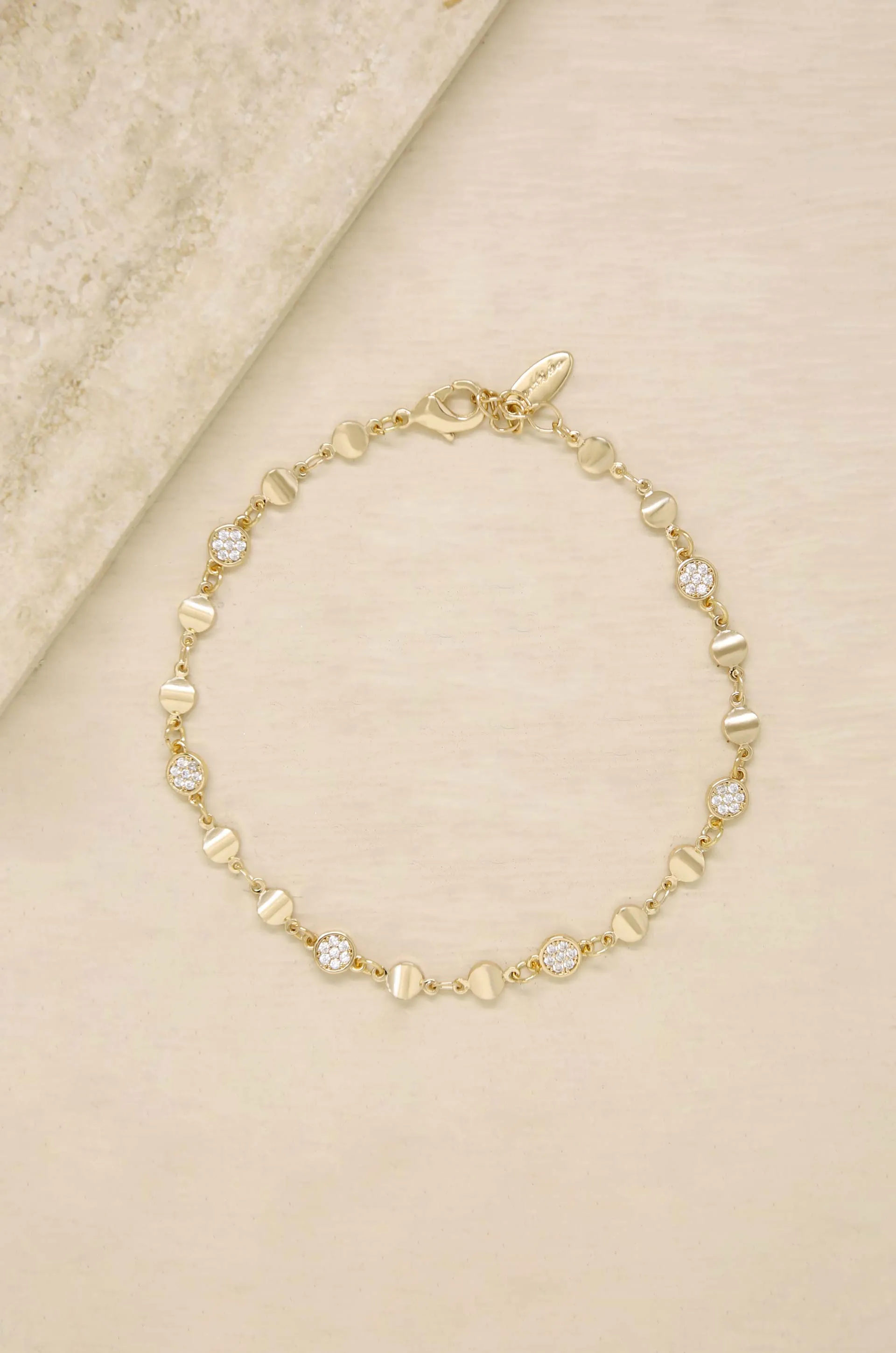 Simplicity 18k Gold Plated & Crystal Chain Anklet