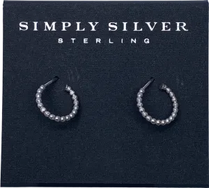 SIMPLY SILVER 925 Sterling Silver Mini Beaded Hoop Earrings One Size