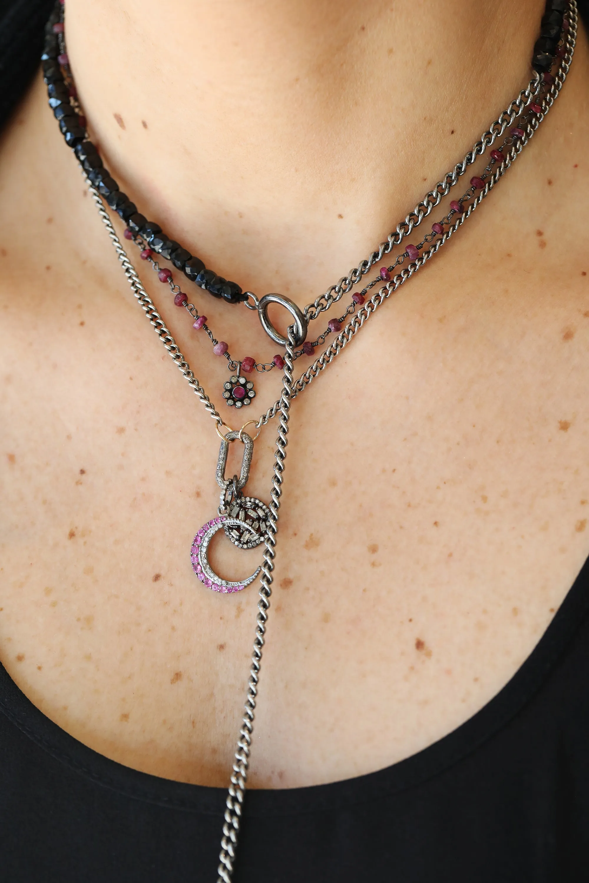 Small Diamond Baguette Disc Charm