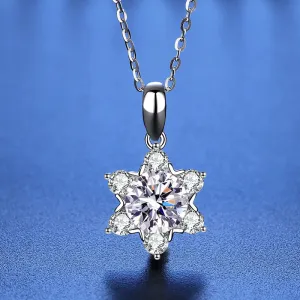 Snowflake Pendant Moissanite S925 Sterling Silver Necklace