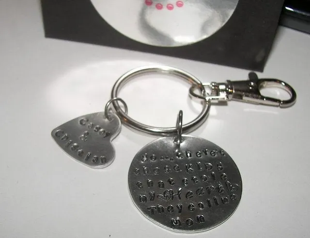 So there's these kids that stole my heart , handstamped Key ring with kids names, custom personalized hand stamped jewelry