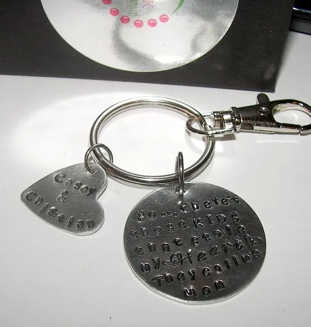 So there's these kids that stole my heart , handstamped Key ring with kids names, custom personalized hand stamped jewelry