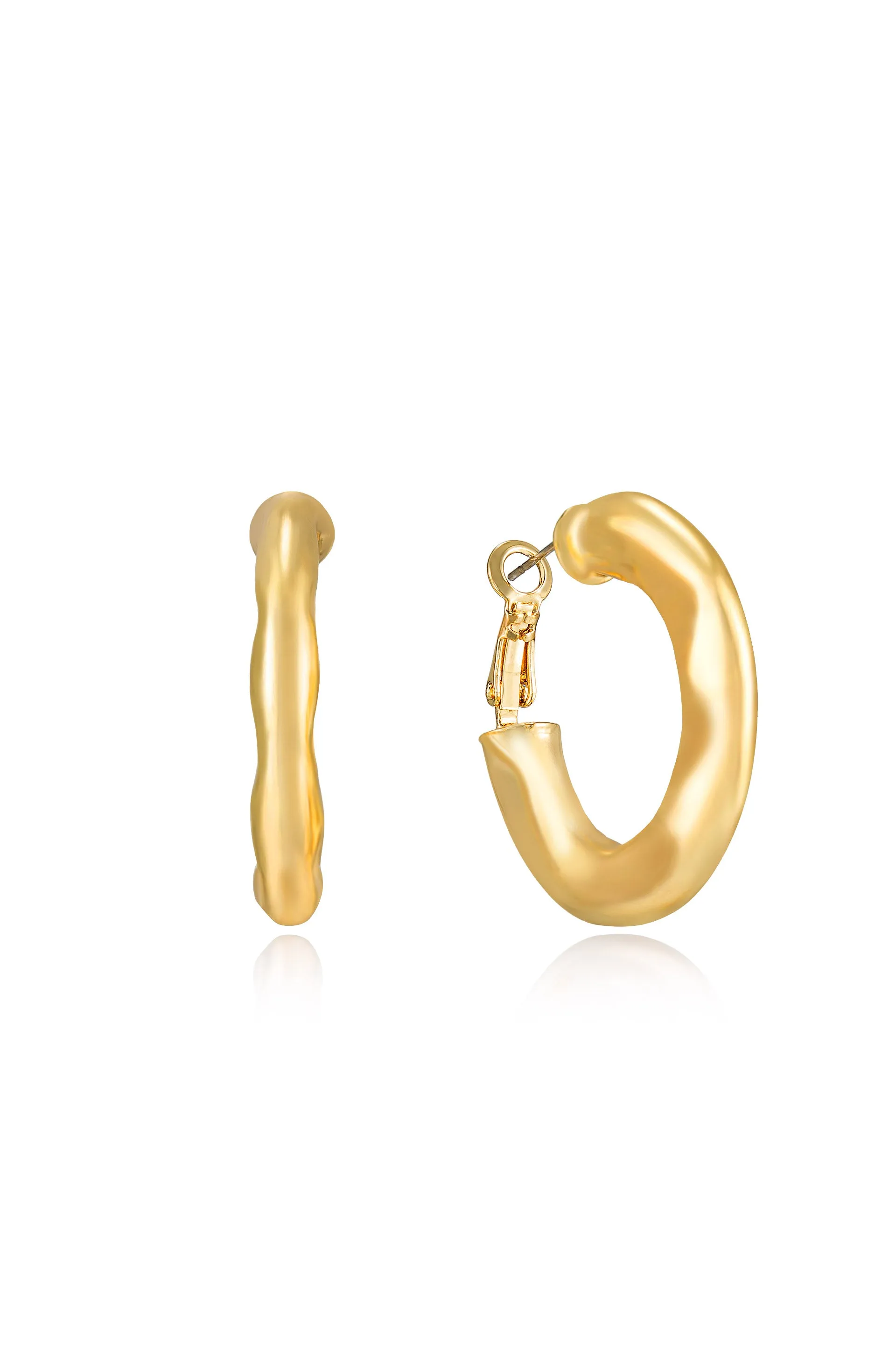Soft Golden Textured Hoop Earrings