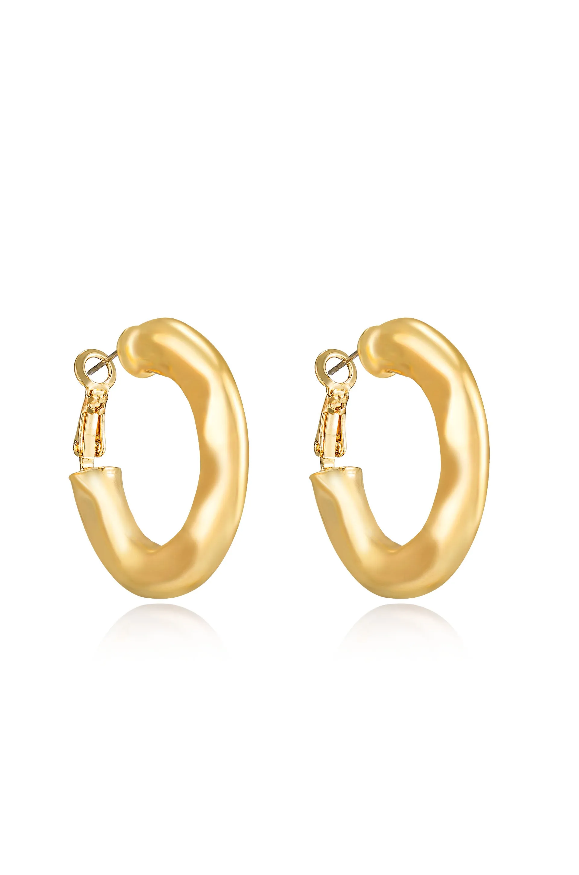 Soft Golden Textured Hoop Earrings