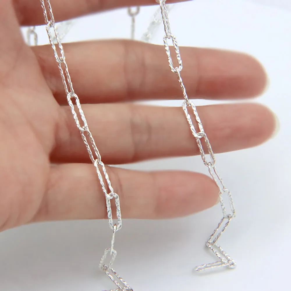 Sold by the Foot BULK 925 Sterling Silver Hammered Cable Chain Jewelry Making