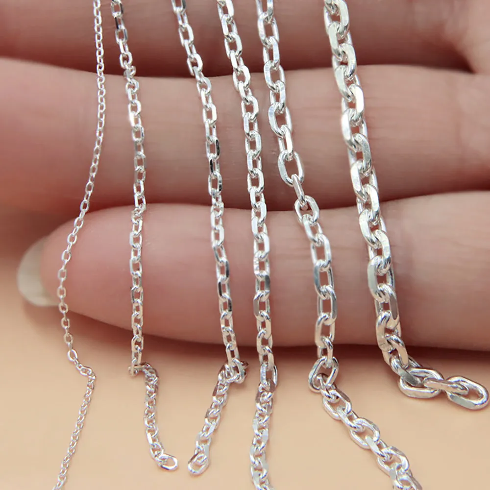 Sold by the Foot BULK 925 Sterling Silver Oval Link Cable Chain Jewelry Making