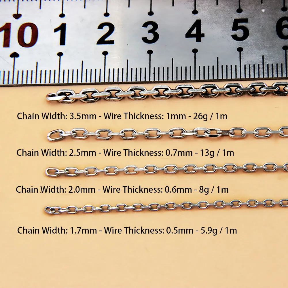 Sold by the Foot BULK 925 Sterling Silver Oval Link Cable Chain Jewelry Making