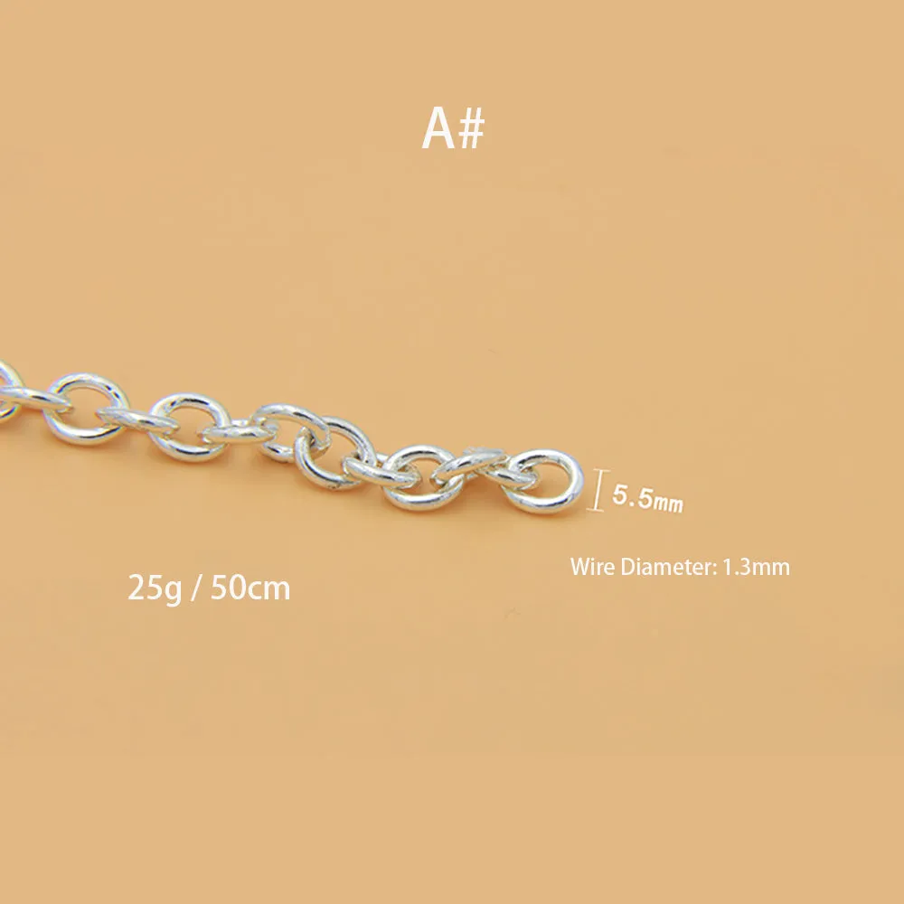 Sold by the Foot BULK 925 Sterling Silver Oval Link Cable Chain Jewelry Making