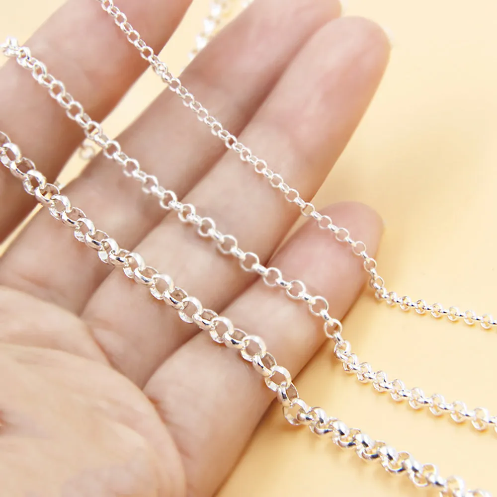 Sold by the Foot BULK 925 Sterling Silver Rolo Belcher Chain Jewelry Making
