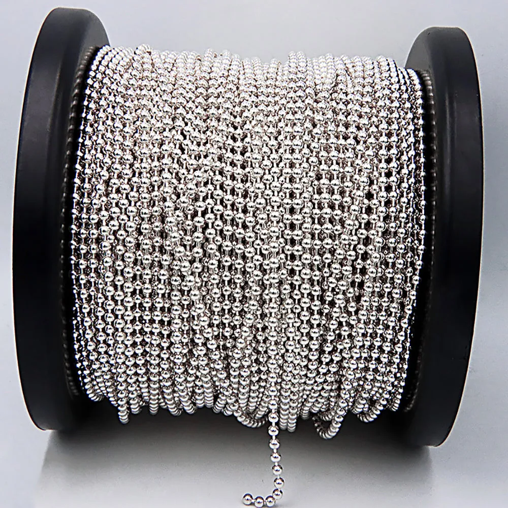 Sold by the Foot BULK Solid 925 Sterling Silver 2mm 3mm 4mm Unfinished Round Bead Chain