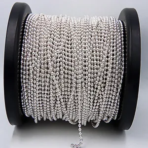 Sold by the Foot BULK Solid 925 Sterling Silver 2mm 3mm 4mm Unfinished Round Bead Chain