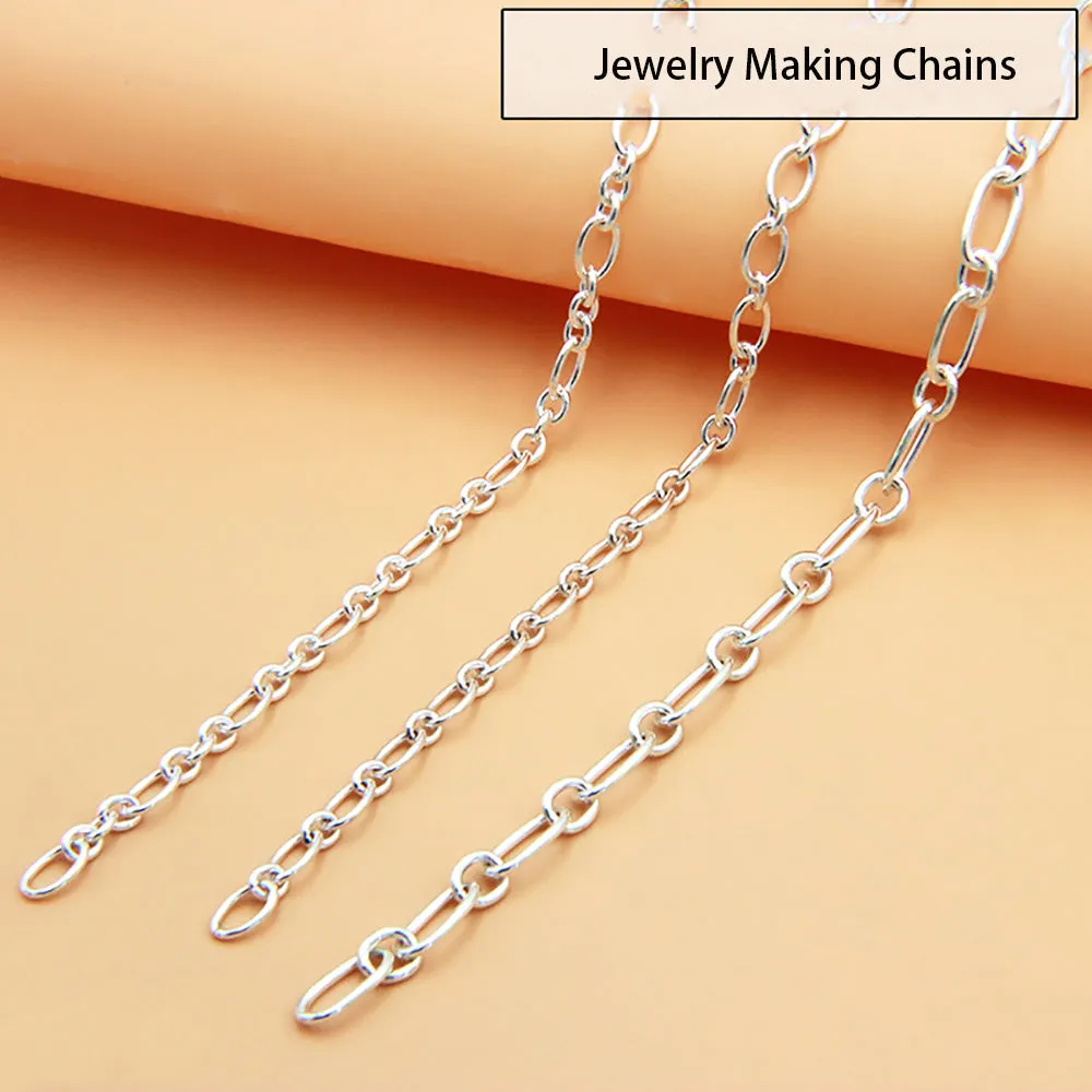 Sold by the Foot BULK Solid 925 Sterling Silver Figaro Cable Chain Jewelry Making