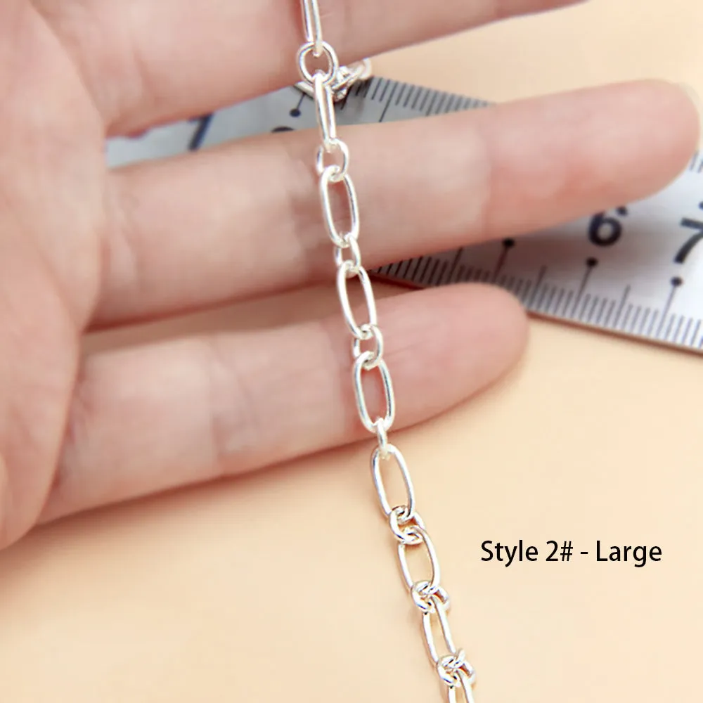 Sold by the Foot BULK Solid 925 Sterling Silver Figaro Cable Chain Jewelry Making