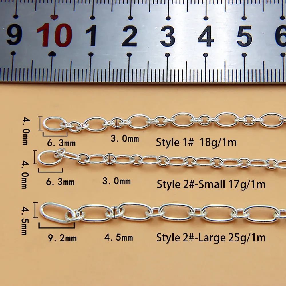 Sold by the Foot BULK Solid 925 Sterling Silver Figaro Cable Chain Jewelry Making