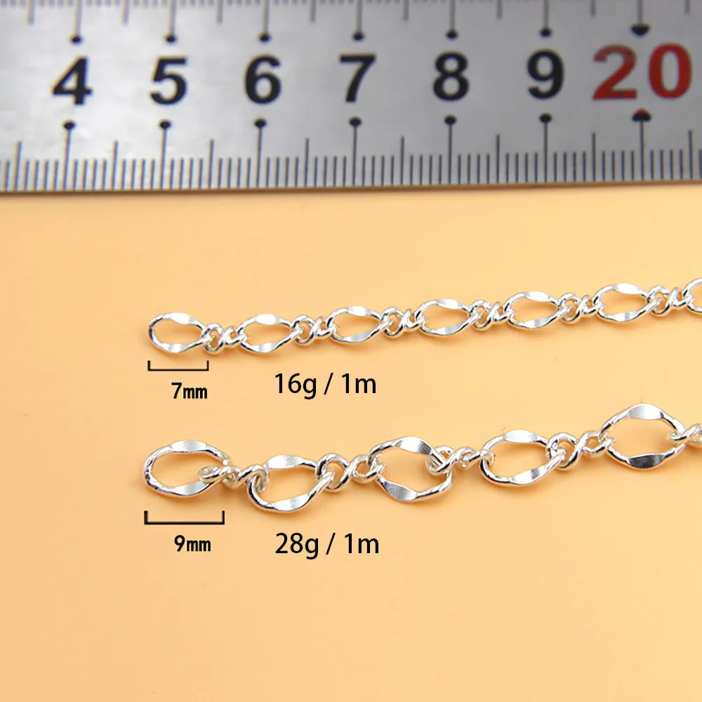 Sold by the Foot BULK Solid 925 Sterling Silver Figaro Fancy Chain Jewelry Making