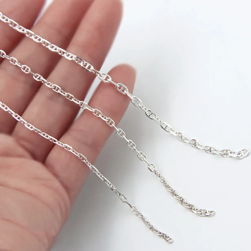 Sold by the Foot BULK Solid 925 Sterling Silver Mariner Cable Chain Jewelry Making