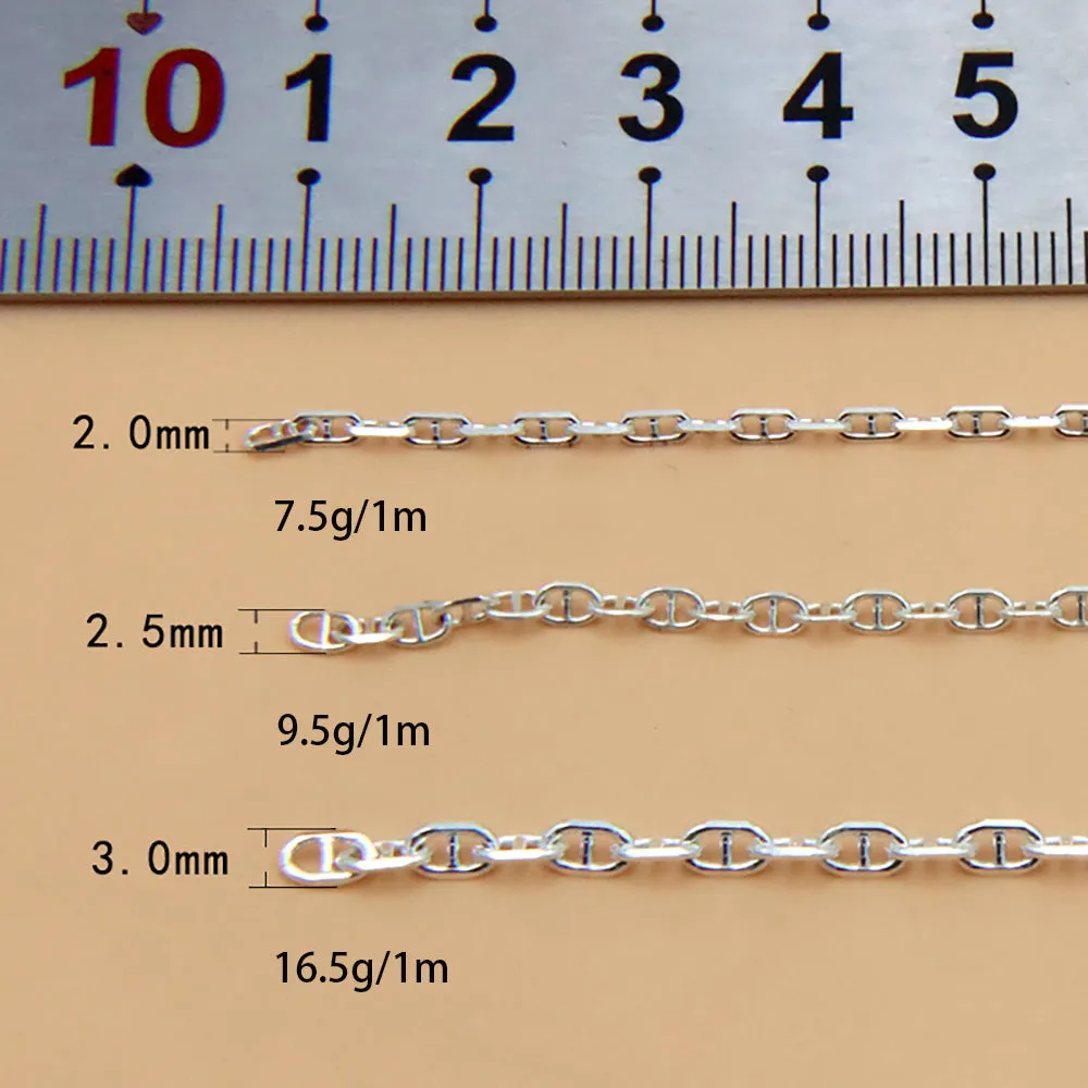 Sold by the Foot BULK Solid 925 Sterling Silver Mariner Cable Chain Jewelry Making