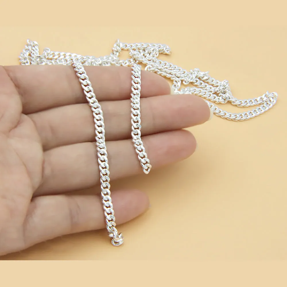 Sold by the Foot BULK Solid 925 Sterling Silver Miami Cuban Cable Chain 4mm Jewelry Making