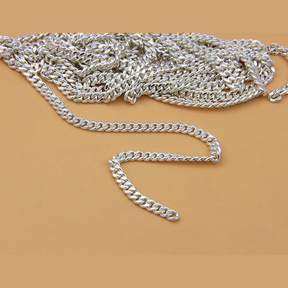 Sold by the Foot BULK Solid 925 Sterling Silver Miami Cuban Cable Chain 4mm Jewelry Making