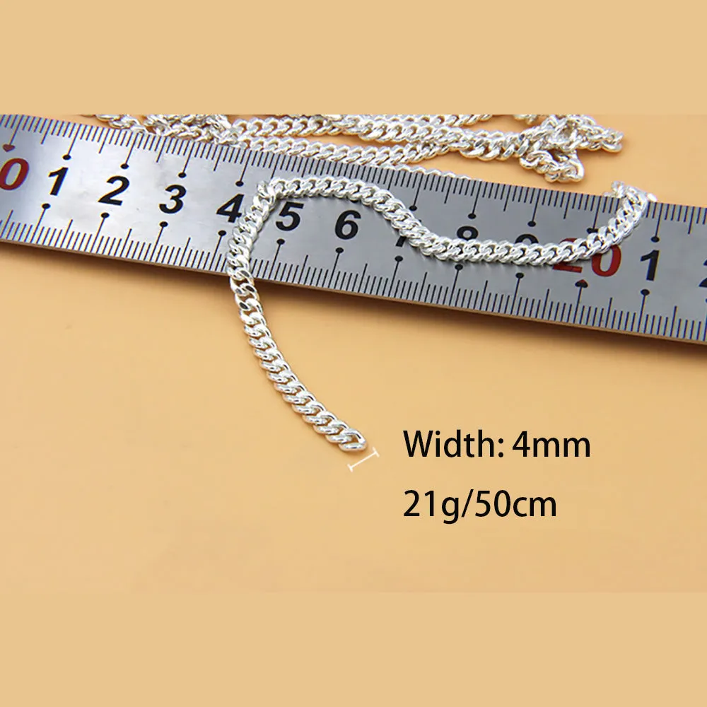 Sold by the Foot BULK Solid 925 Sterling Silver Miami Cuban Cable Chain 4mm Jewelry Making