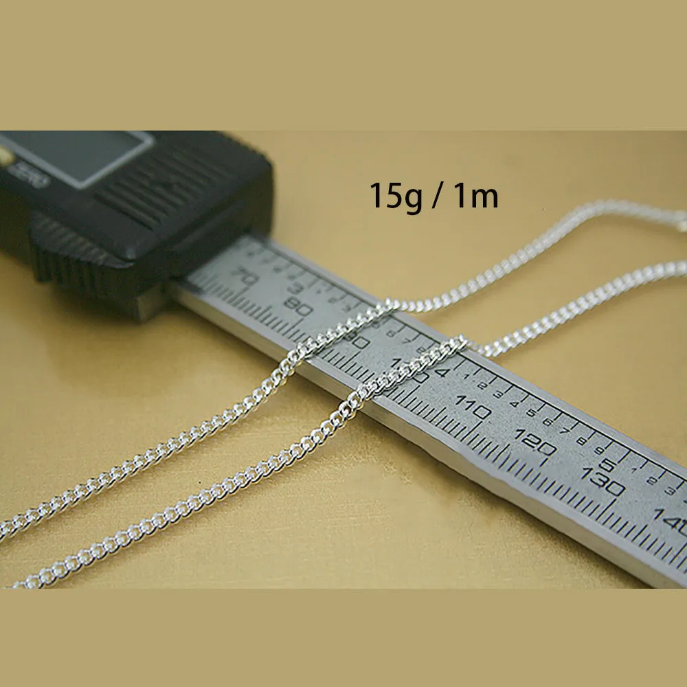 Sold by the Foot BULK Solid 925 Sterling Silver Miami Cuban Cable Chain Jewelry Making