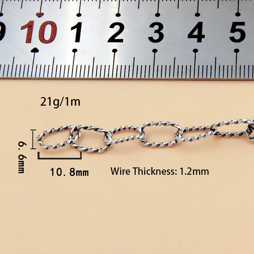Sold by the Foot BULK Solid 925 Sterling Silver Oval Link Cable Chain Jewelry Making