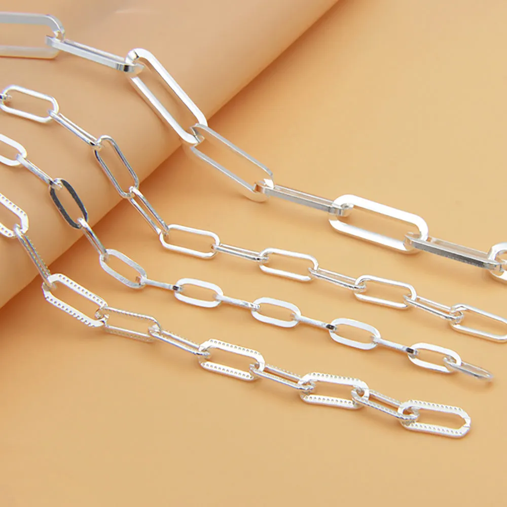 Sold by the Foot BULK Solid 925 Sterling Silver Rectangle Cable Chain Jewelry Making