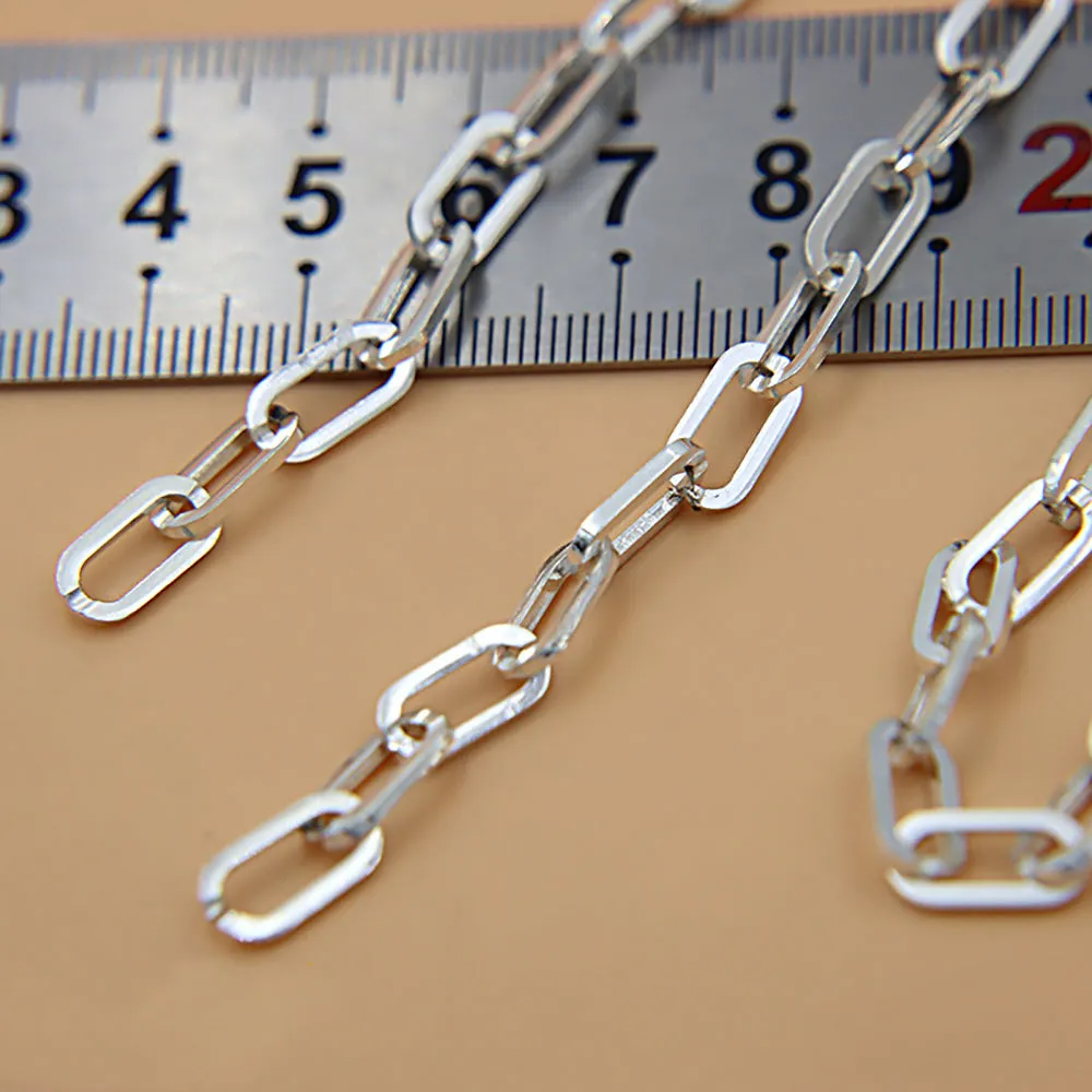 Sold by the Foot BULK Solid 925 Sterling Silver Rectangle Cable Chain Jewelry Making