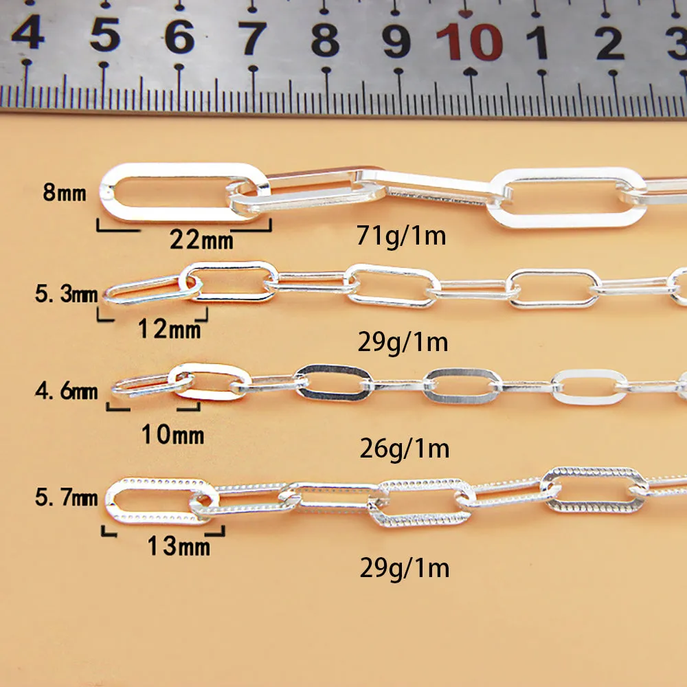 Sold by the Foot BULK Solid 925 Sterling Silver Rectangle Cable Chain Jewelry Making