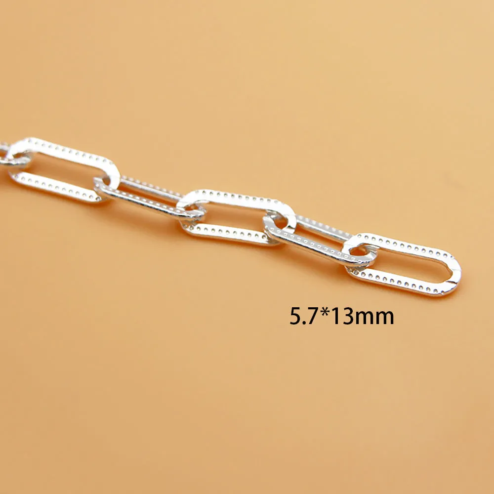 Sold by the Foot BULK Solid 925 Sterling Silver Rectangle Cable Chain Jewelry Making