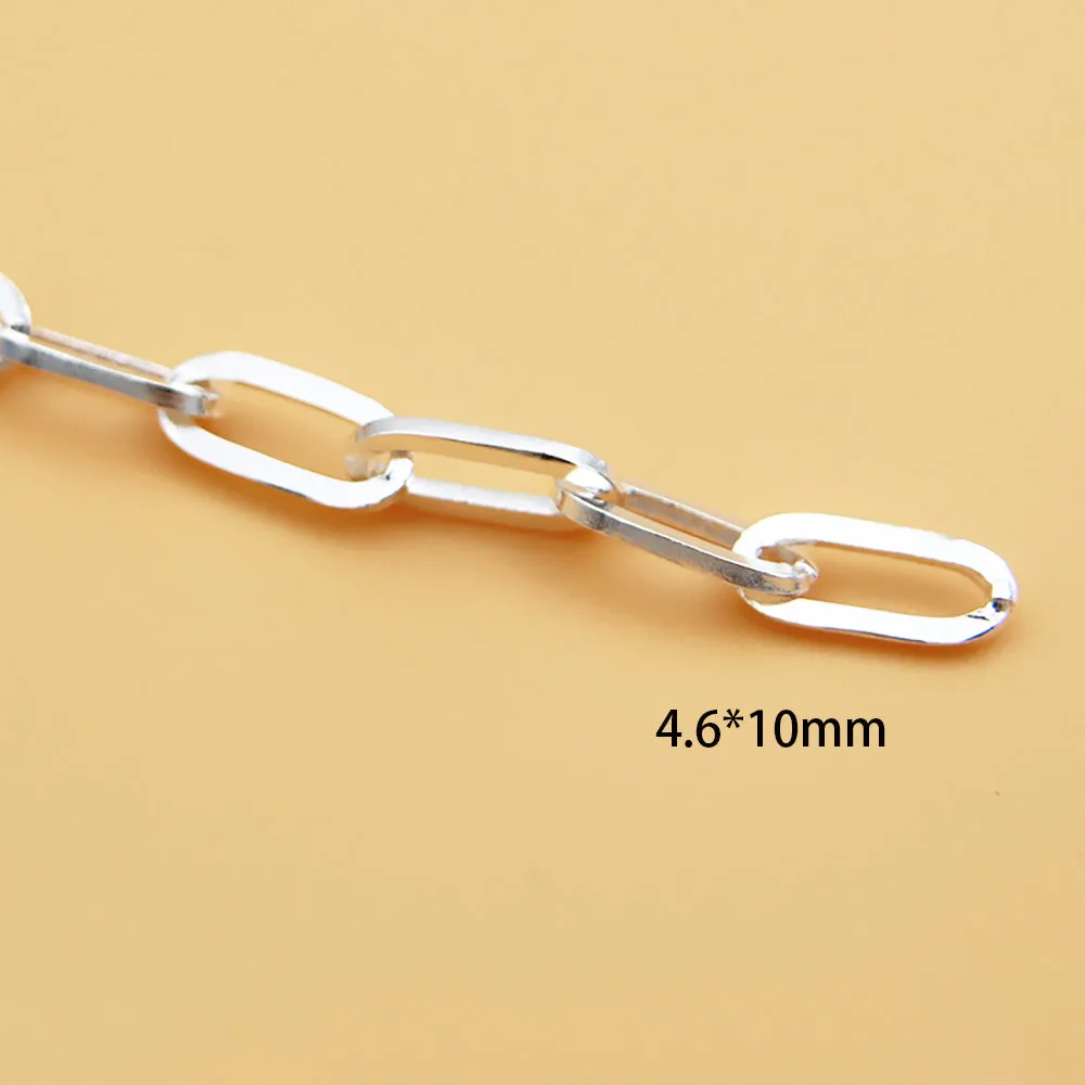 Sold by the Foot BULK Solid 925 Sterling Silver Rectangle Cable Chain Jewelry Making