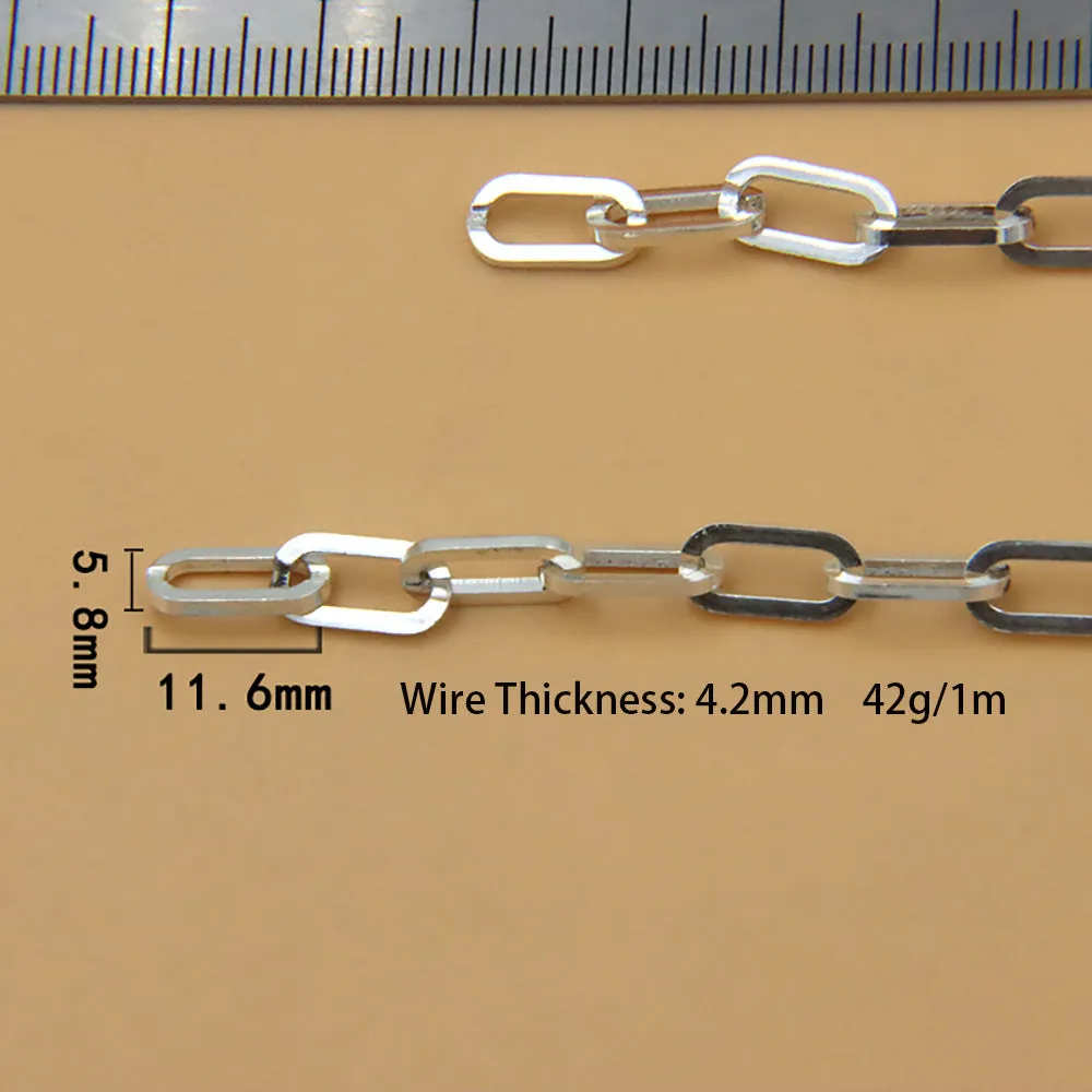 Sold by the Foot BULK Solid 925 Sterling Silver Rectangle Cable Chain Jewelry Making