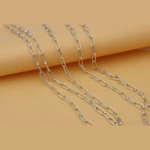 Sold by the Foot BULK Solid 925 Sterling Silver Rectangle Cable Chain Jewelry Making