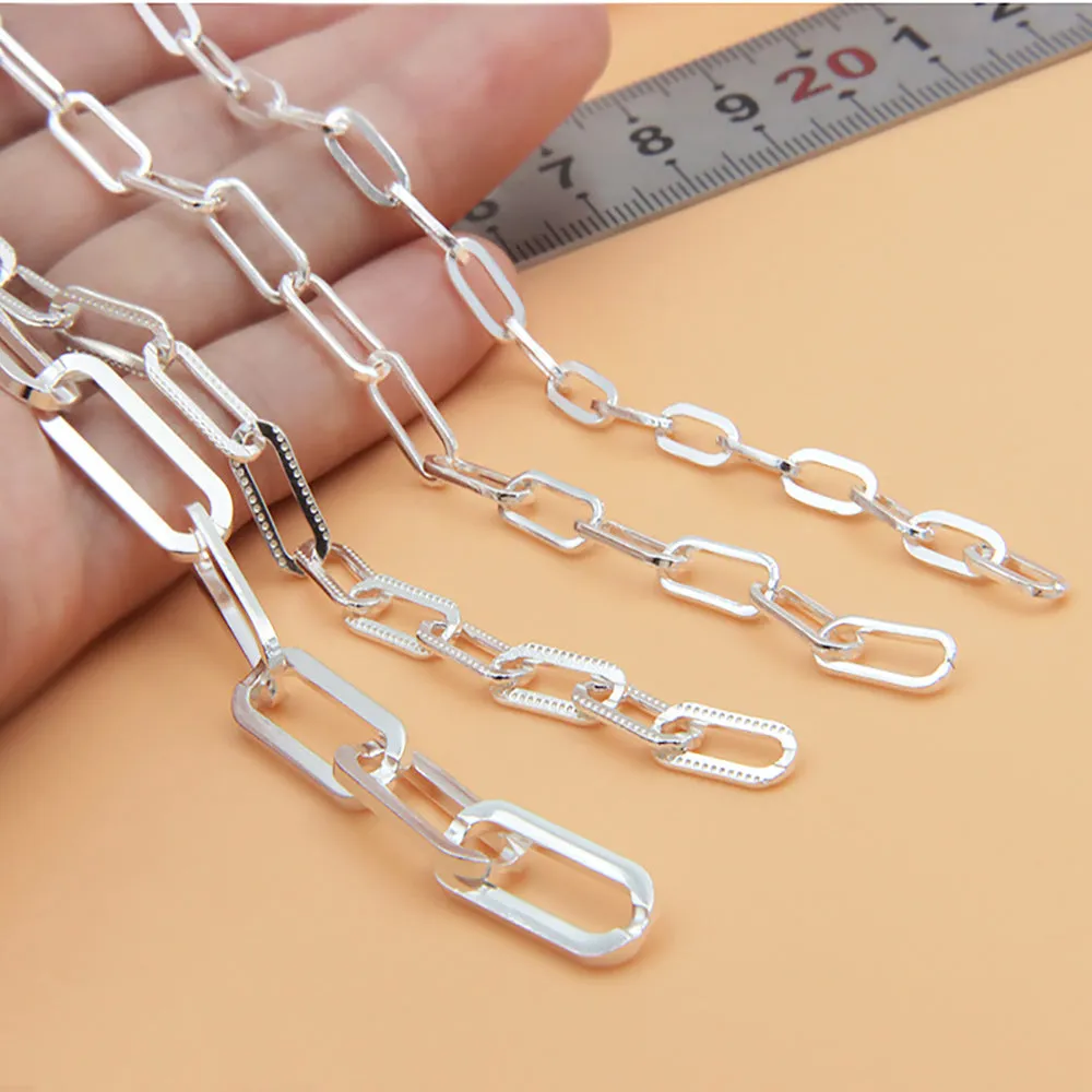 Sold by the Foot BULK Solid 925 Sterling Silver Rectangle Cable Chain Jewelry Making
