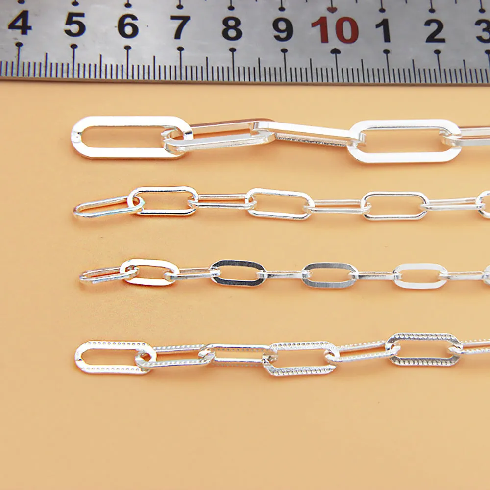 Sold by the Foot BULK Solid 925 Sterling Silver Rectangle Cable Chain Jewelry Making