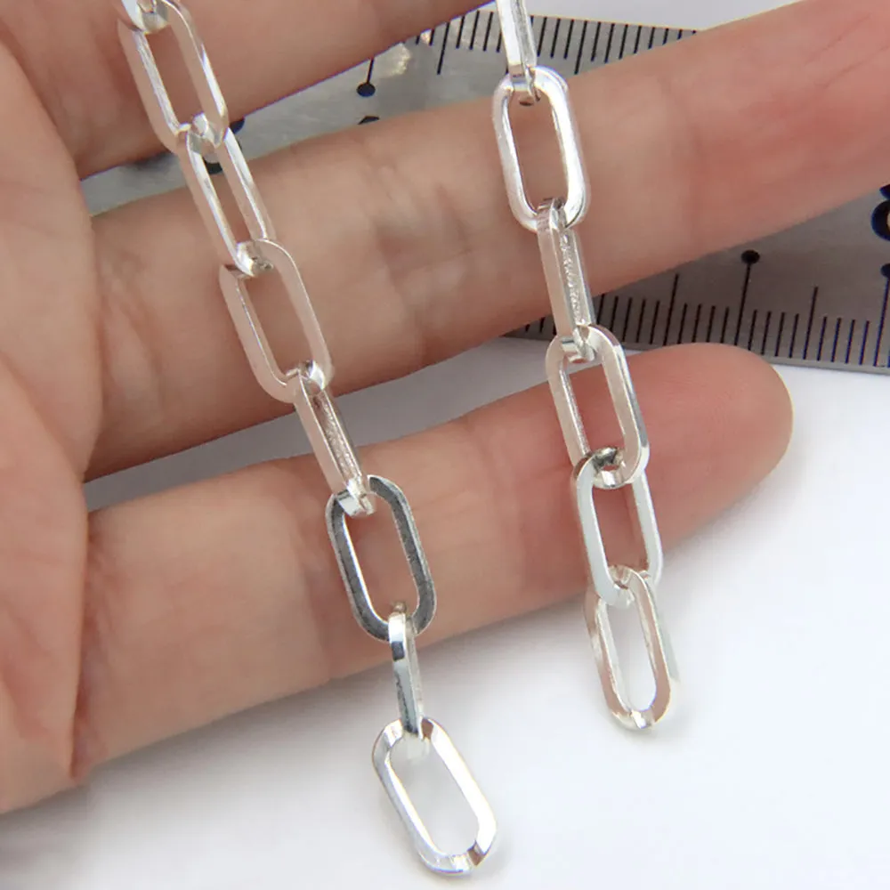 Sold by the Foot BULK Solid 925 Sterling Silver Rectangle Cable Chain Jewelry Making