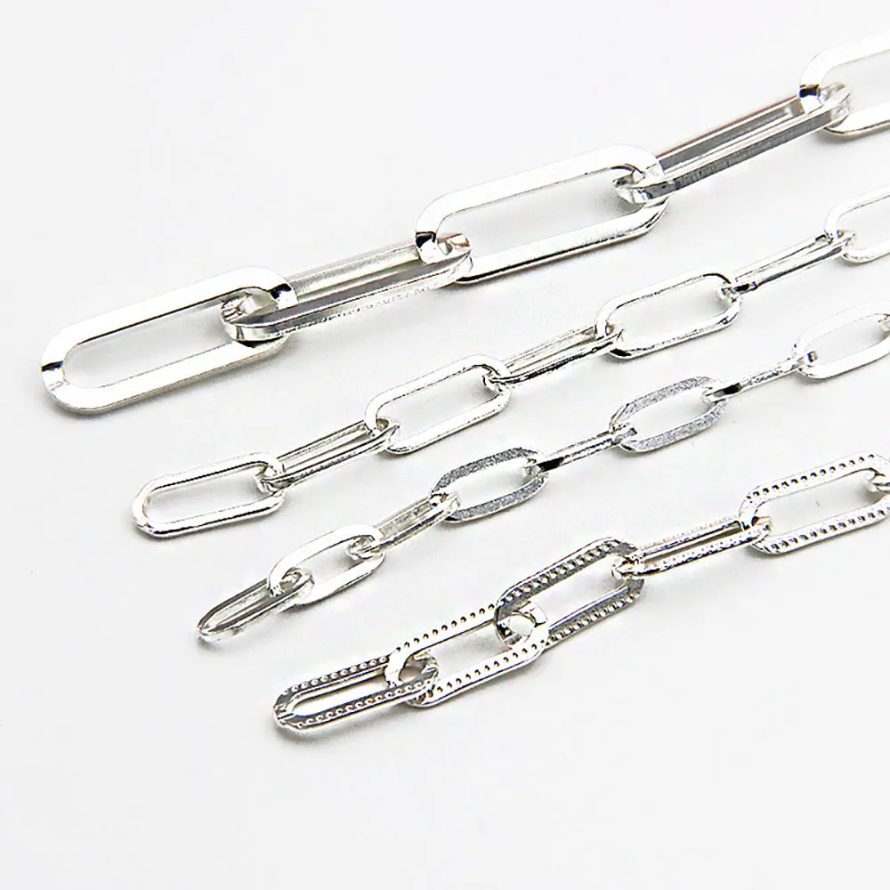 Sold by the Foot BULK Solid 925 Sterling Silver Rectangle Cable Chain Jewelry Making